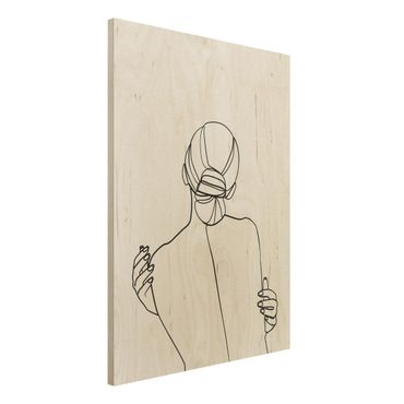 Obraz z drewna - Linia Art Kobieta z tyłu czarno-biały
