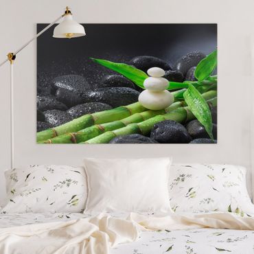 Obraz na płótnie - Białe kamienie na bambusie