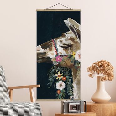Plakat z wieszakiem - Lama z dekoracją kwiatową II