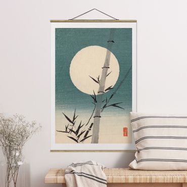 Plakat z wieszakiem - Japoński rysunek Bambus i księżyc