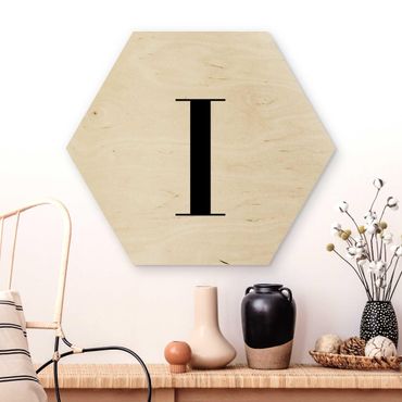 Obraz heksagonalny z drewna - Biała litera Szeryf I
