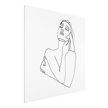 Obraz Forex - Line Art Kobieta górna część ciała czarno-biały