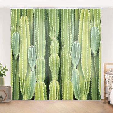 Zasłony panelowe zestaw - Ściana kaktusów