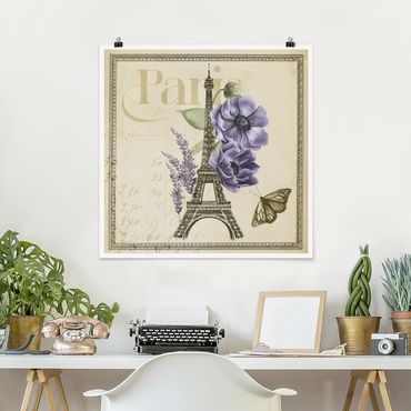 Plakat - Kolaż Paryż Wieża Eiffla