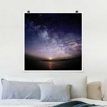 Plakat - Słońce i rozgwieżdżone niebo nad morzem