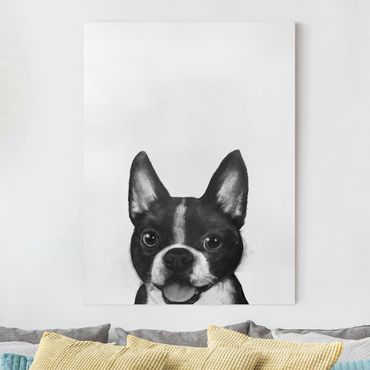 Obraz na płótnie - Ilustracja pies Boston czarno-biały Painting