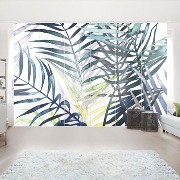 Zasłony panelowe zestaw - Egzotyczne liście - drzewo palmowe