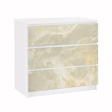 Okleina meblowa IKEA - Malm komoda, 3 szuflady - Onyksowy krem marmurowy
