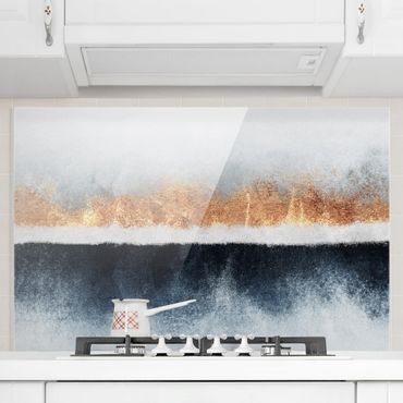 Panel szklany do kuchni - Złoty horyzont akwarela