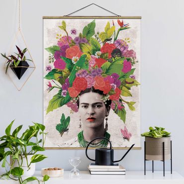 Plakat z wieszakiem - Frida Kahlo - Portret z kwiatami