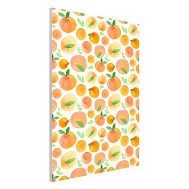 Tablica magnetyczna - Akwarela Pomarańcze z liśćmi w białej ramce