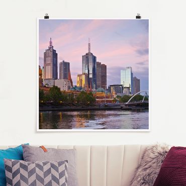 Plakat - Melbourne w promieniach zachodzącego słońca