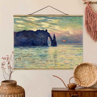 Plakat z wieszakiem - Claude Monet - Zachód słońca w skałach
