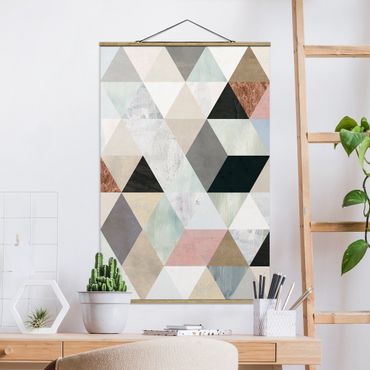 Plakat z wieszakiem - Mozaika akwarelowa z trójkątami I