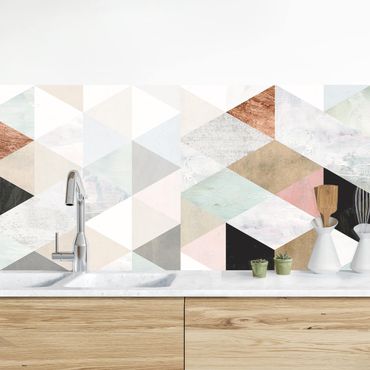 Panel ścienny do kuchni - Mozaika akwarelowa z trójkątami I