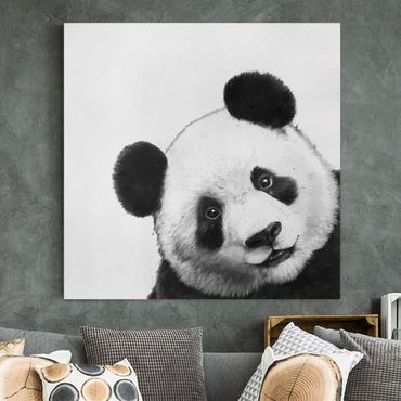 Obraz na płótnie - Ilustracja Panda Czarno Biała Malarstwo