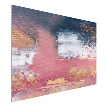 Obraz Alu-Dibond - Różowa burza z złotem