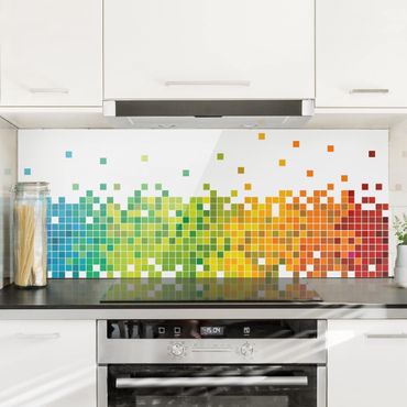 Panel szklany do kuchni - Tęcza pikseli