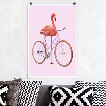Plakat - Flamingo z rowerem
