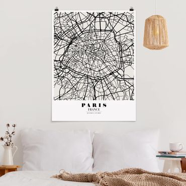 Plakat - City Map Paris - Klasyczna
