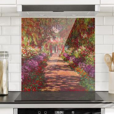 Panel szklany do kuchni - Claude Monet - Ścieżka w ogrodzie Moneta w Giverny