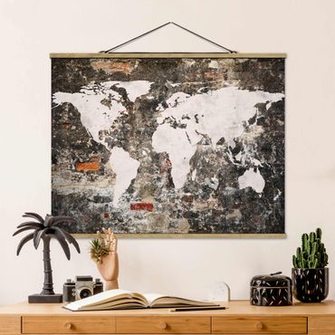 Plakat z wieszakiem - Stara ścienna mapa świata