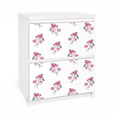 Okleina meblowa IKEA - Malm komoda, 2 szuflady - Angielskie róże herbaciane