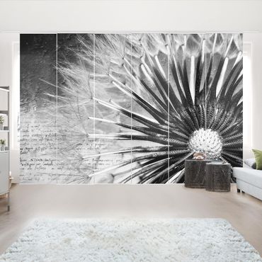Zasłony panelowe zestaw - Dandelion czarno-biały