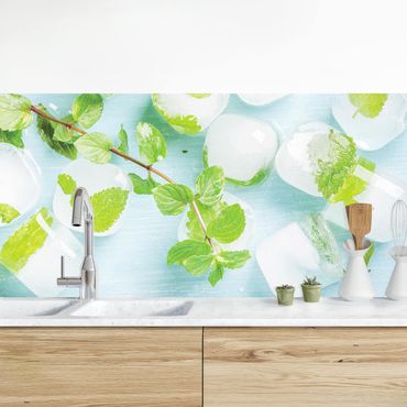 Panel ścienny do kuchni - Kostki lodu z listkami mięty
