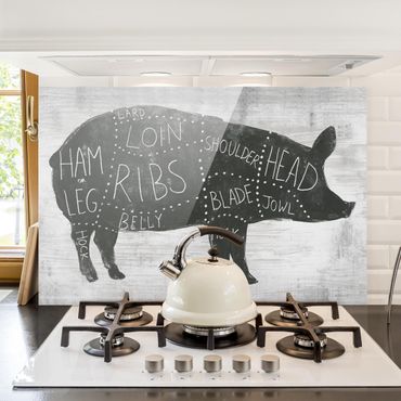 Panel szklany do kuchni - Tablica ekspozycyjna rzeźnika - świnia