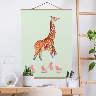 Plakat z wieszakiem - Żyrafa na wrotkach