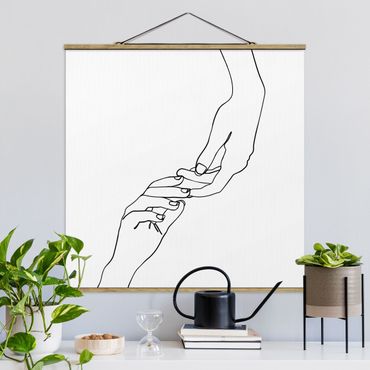 Plakat z wieszakiem - Line Art Ręce dotykowe czarno-biały