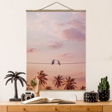 Plakat z wieszakiem - Zachód słońca z kolibrami