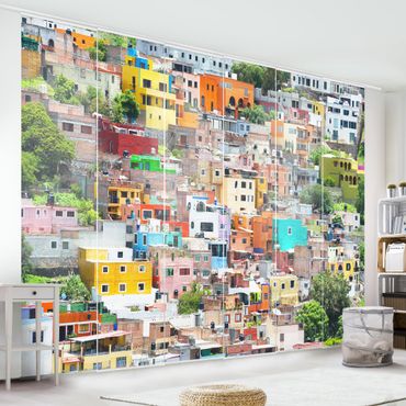 Zasłony panelowe zestaw - Kolorowy dom z przodu Guanajuato