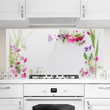 Panel szklany do kuchni - Układanie kwiatów