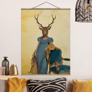 Plakat z wieszakiem - Portret zwierzęcia - Dama z czerwonym jeleniem