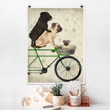 Plakat - Wycieczka rowerowa - Pugs On Bike
