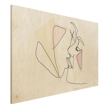 Obraz z drewna - Sztuka liniowa Kiss Faces