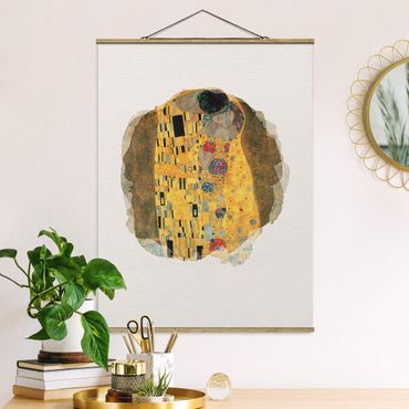 Plakat z wieszakiem - Akwarele - Gustav Klimt - Pocałunek