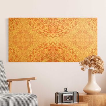 Złoty obraz na płótnie - Mandala akwarelowy ornament pomarańczowy