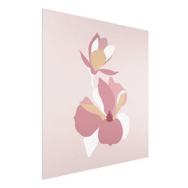Obraz Forex - Line Art Kwiaty pastelowy róż