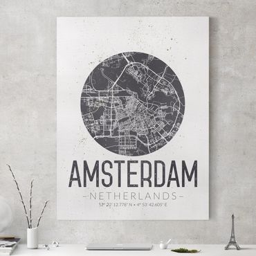 Obraz na płótnie - Mapa miasta Amsterdam - Retro