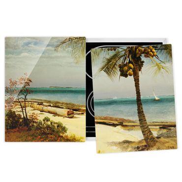 Szklana płyta ochronna na kuchenkę 2-częściowa - Albert Bierstadt - Wybrzeże w tropikach
