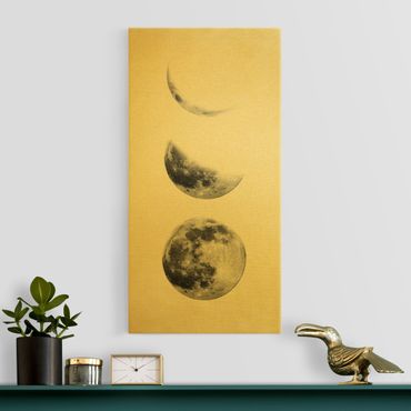 Złoty obraz na płótnie - Trzy księżyce