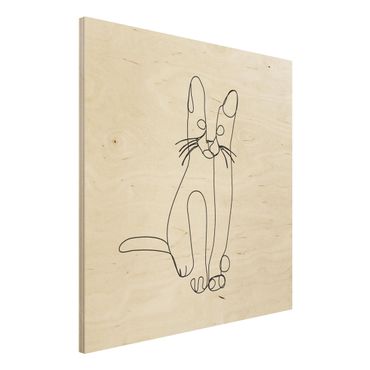 Obraz z drewna - Line Art kota
