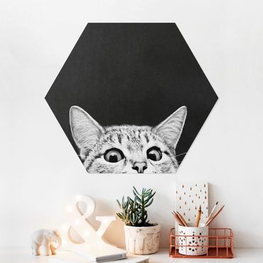 Obraz heksagonalny z Forex - Ilustracja kot czarno-biały rysunek