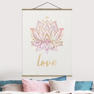 Plakat z wieszakiem - Lotus Ilustracja Miłość złoty różowy