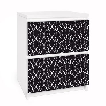 Okleina meblowa IKEA - Malm komoda, 2 szuflady - Wzór w kropki w kolorze czarnym