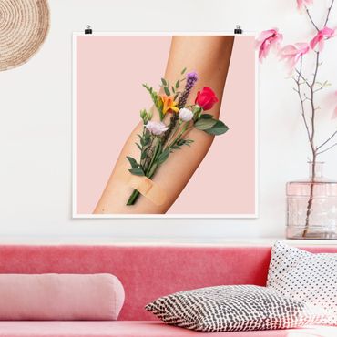 Plakat - Ręka z kwiatami