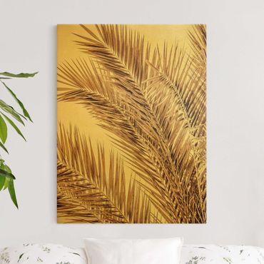 Złoty obraz na płótnie - Brązowe liście palmy